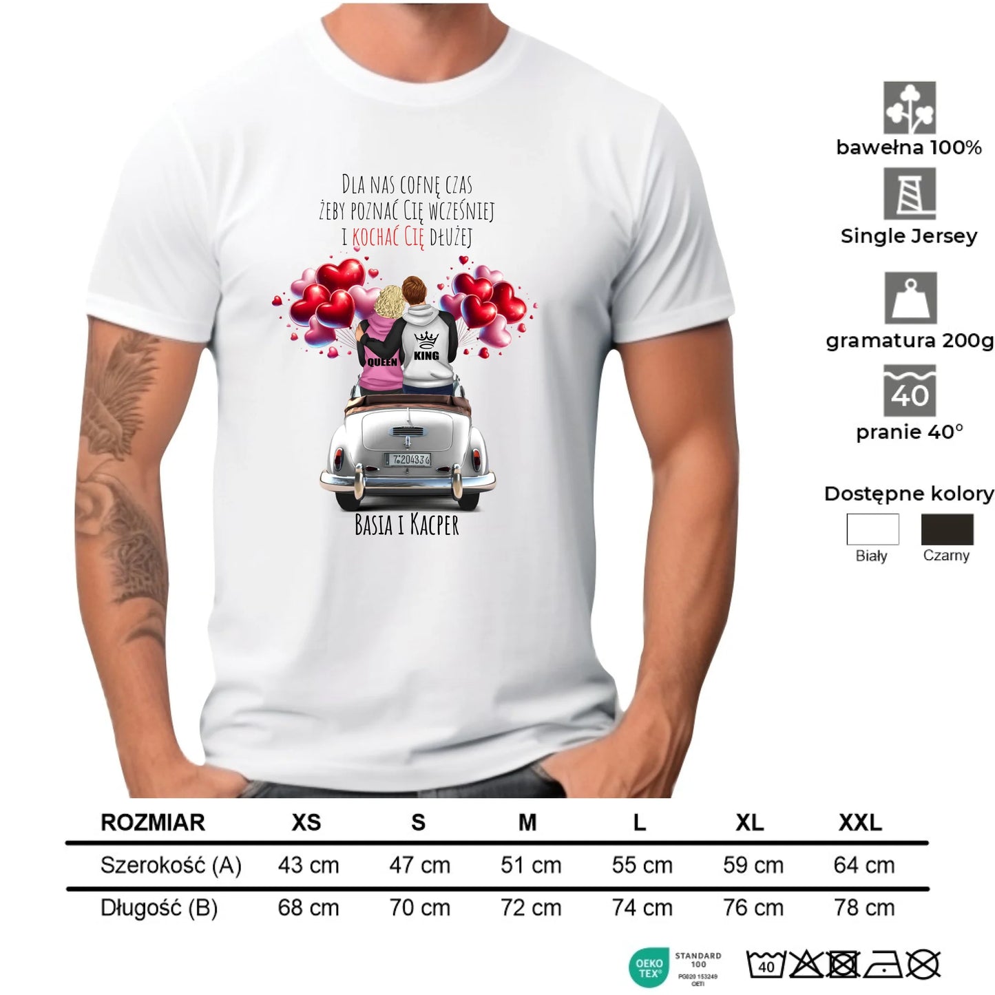 Koszulka męska dla par - Dla nas cofnę czas - personalizowana W08 - StoryCups.pl