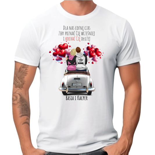 Koszulka męska dla par - Dla nas cofnę czas - personalizowana W08 - StoryCups.pl