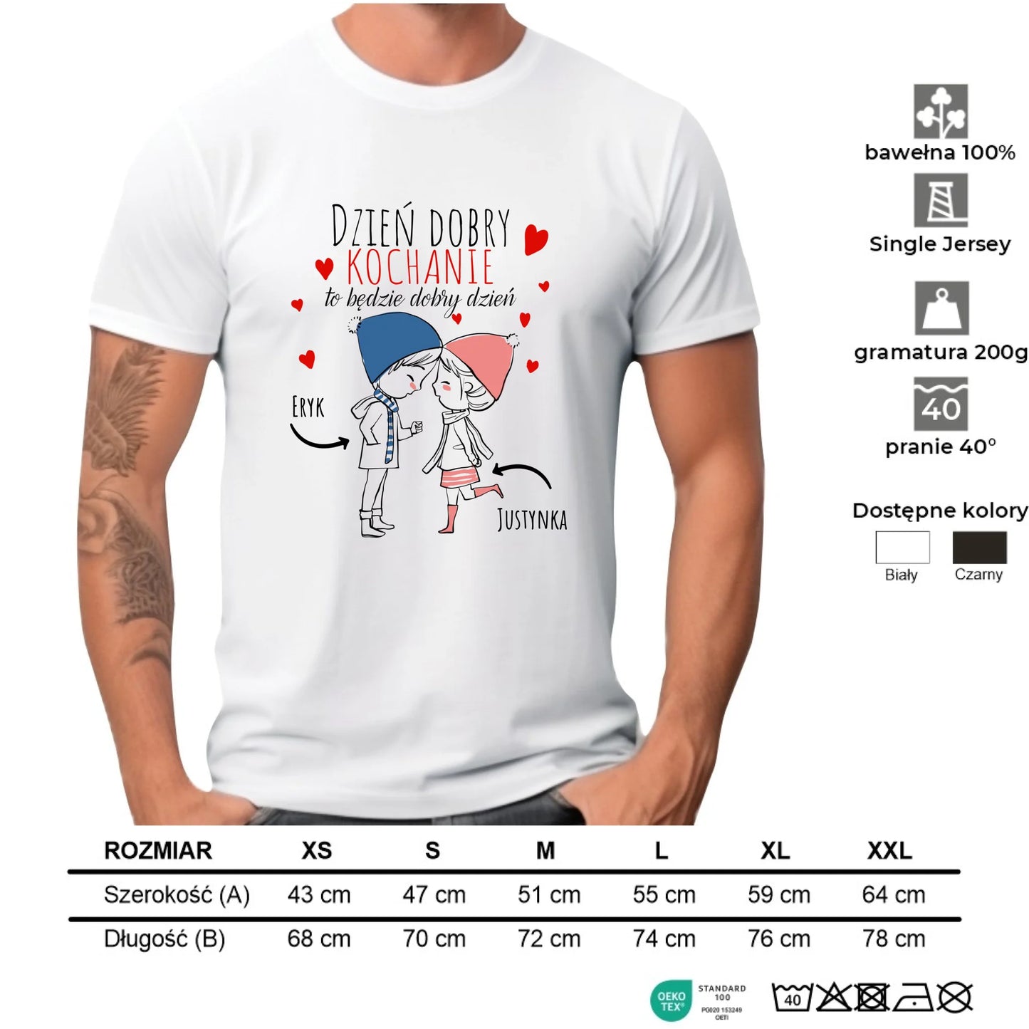 Koszulka męska dla par - Dzień dobry Kochanie - personalizowana W10 - StoryCups.pl