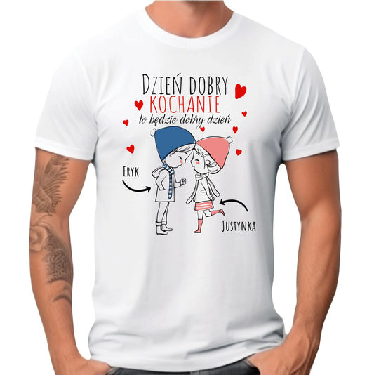 Koszulka męska dla par - Dzień dobry Kochanie - personalizowana W10 - StoryCups.pl