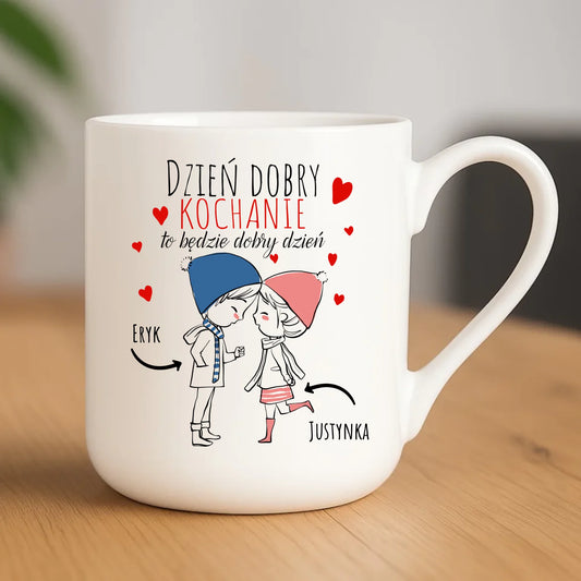 Kubek elegant dla par - Dzień dobry Kochanie - personalizowany W10 - StoryCups.pl
