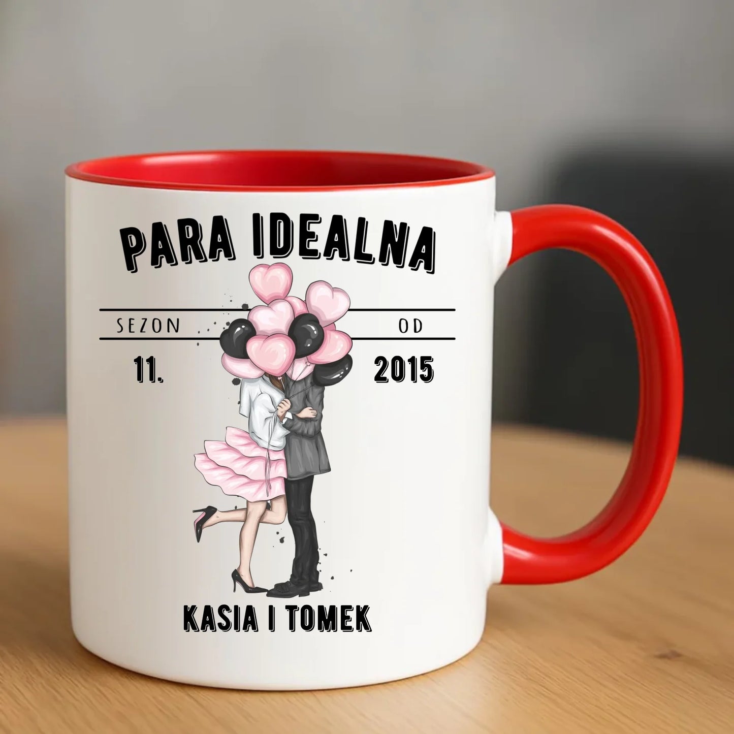 Kubek dla par na rocznicę - Para idealna - personalizowany W11 - StoryCups.pl