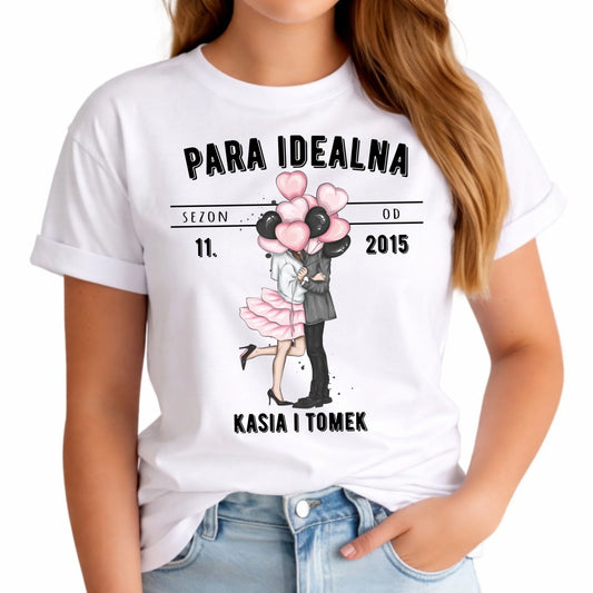 Koszulka damska dla par na rocznicę - Para idealna - personalizowana W11 - StoryCups.pl
