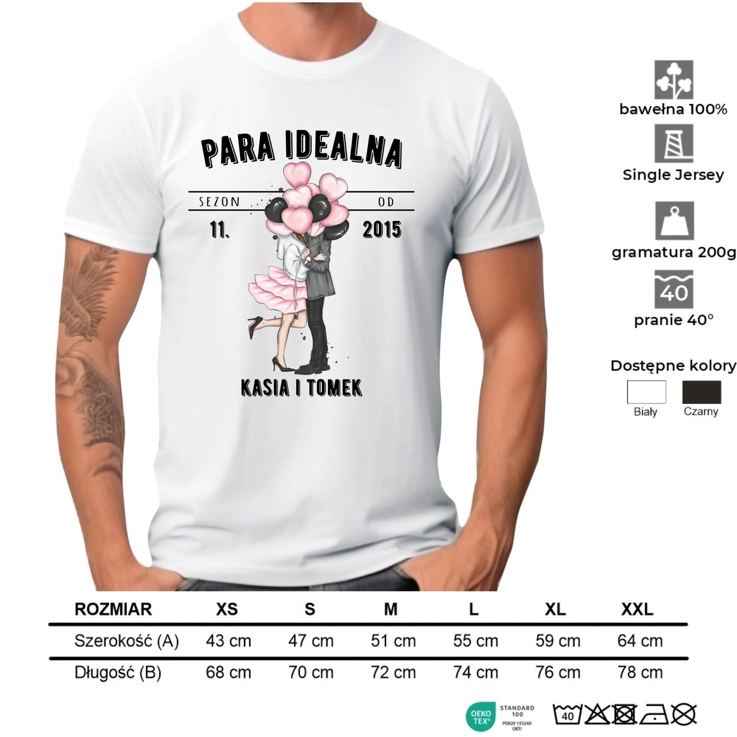 Koszulka męska dla par na rocznicę - Para idealna - personalizowana W11 - StoryCups.pl