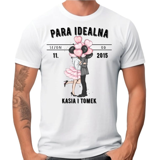 Koszulka męska dla par na rocznicę - Para idealna - personalizowana W11 - StoryCups.pl