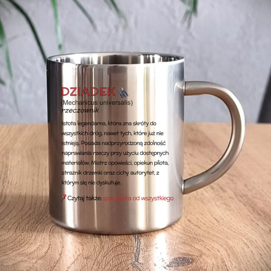 Kubek metalowy dla dziadka - Dziadek śmieszna definicja D43 - StoryCups.pl