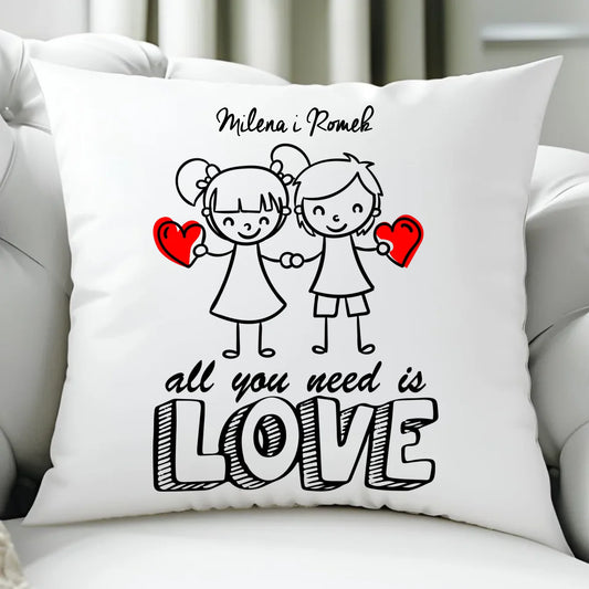 Poduszka dla par - All You need is love - personalizowana W13 - StoryCups.pl