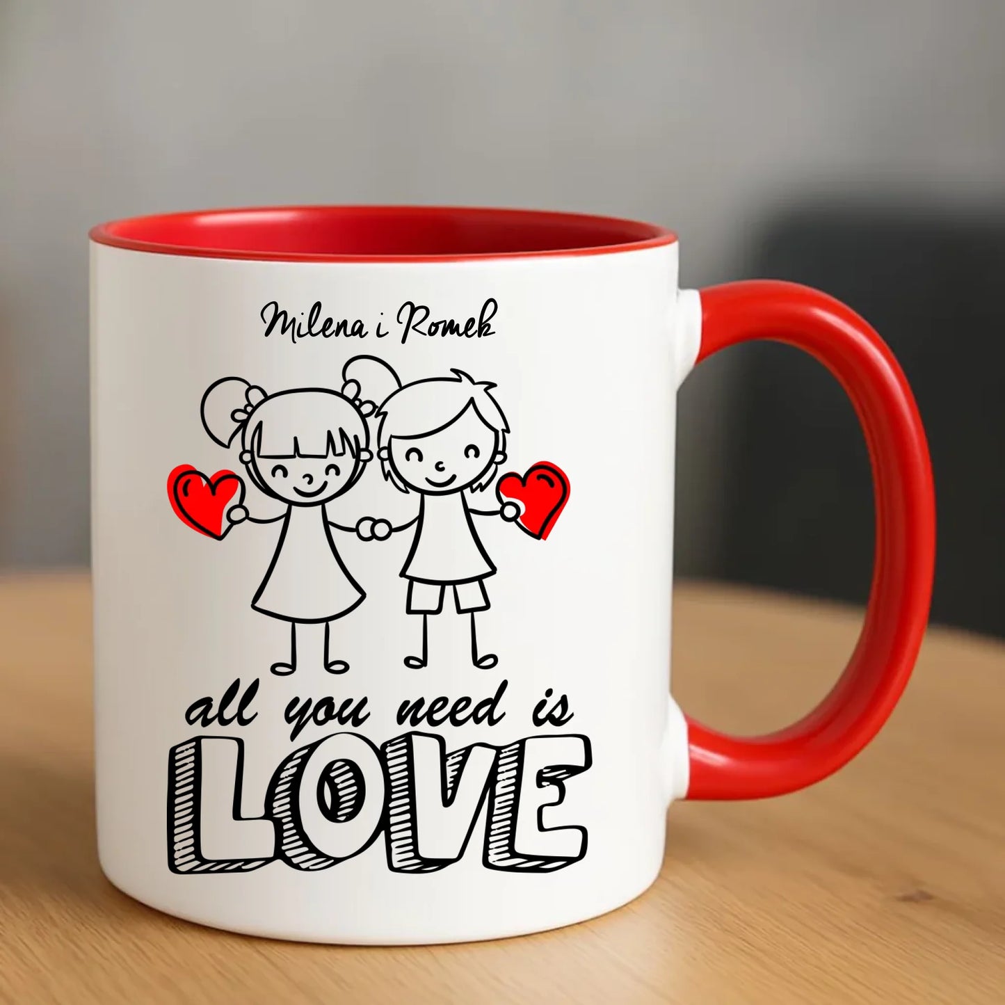 Kubek dla par - All You need is love - personalizowany W13 - StoryCups.pl