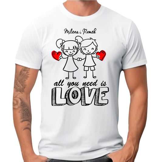 Koszulka męska dla par - All You need is love - personalizowana W13 - StoryCups.pl