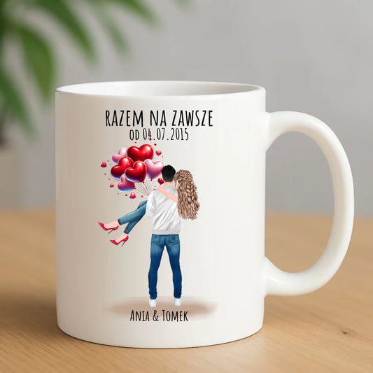 Kubek dla par na rocznicę - Razem na zawsze - personalizowany W14 - StoryCups.pl