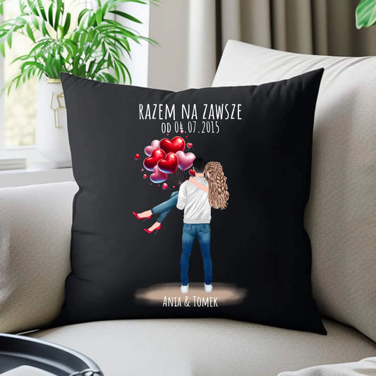 Poduszka dekoracyjna dla par na rocznicę - Razem na zawsze - personalizowana W14 - StoryCups.pl