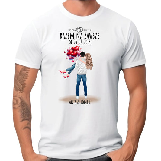 Koszulka męska dla par na rocznicę - Razem na zawsze - personalizowana W14 - StoryCups.pl
