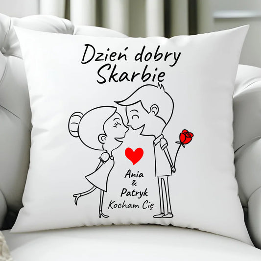 Poduszka dla par - Dzień dobry Skarbie - personalizowana W15 - StoryCups.pl