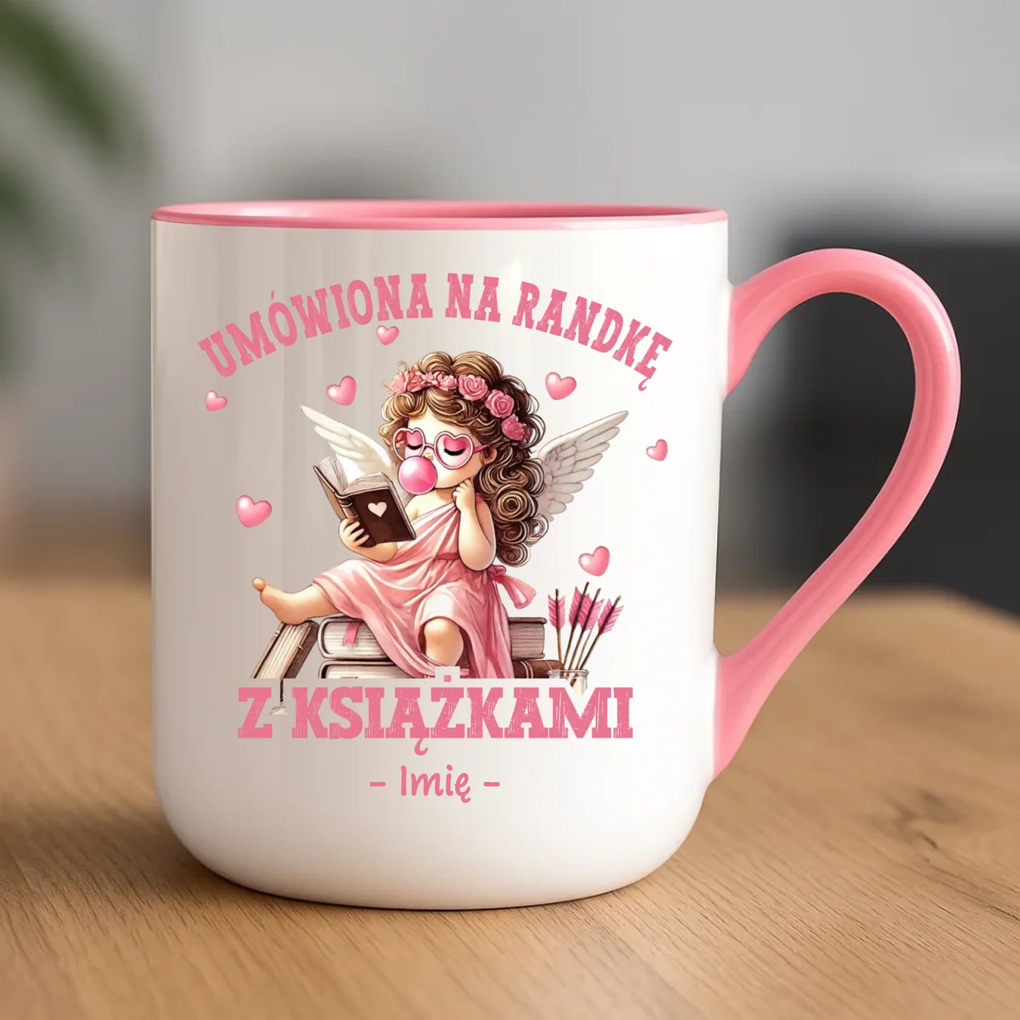 Kubek elegant dla czytelniczki – Umówiona na randkę z książkami - personalizowany W19 - StoryCups.pl