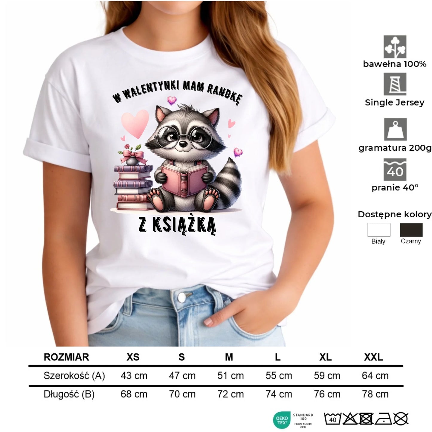 Koszulka damska na Walentynki dla mola książkowego – Mam randkę z książką W20 - StoryCups.pl