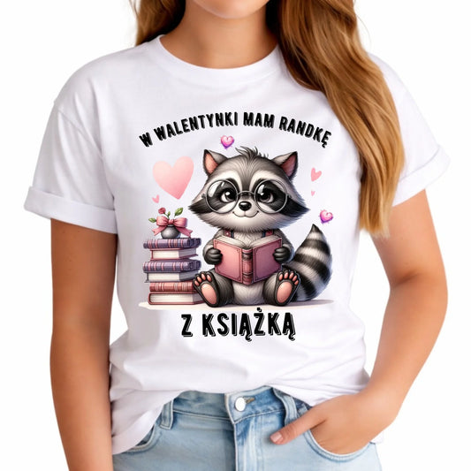 Koszulka damska na Walentynki dla mola książkowego – Mam randkę z książką W20 - StoryCups.pl