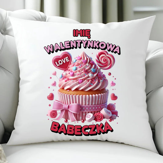 Poduszka na Walentynki - Walentynkowa Babeczka - personalizowana W21 - StoryCups.pl