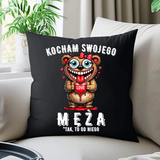 Poduszka dekoracyjna dla żony - Kocham swojego męża W22 - StoryCups.pl