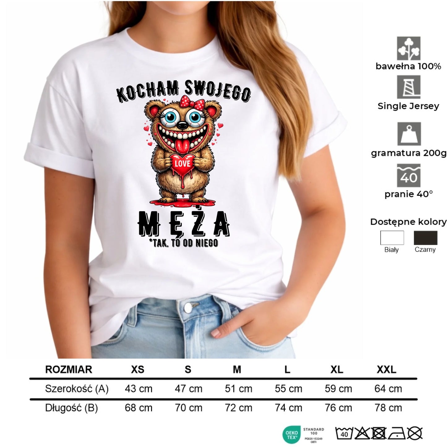 Koszulka damska dla żony - Kocham swojego męża W22 - StoryCups.pl