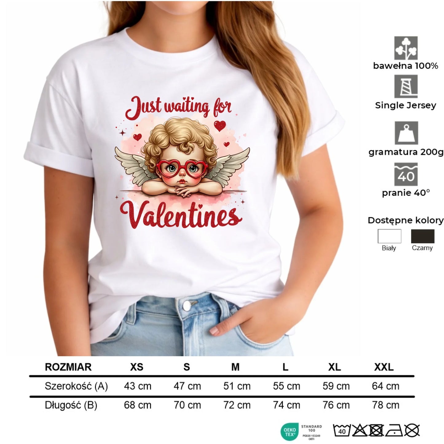 Koszulka damska na Walentynki - Just waiting for Valentines W24 - StoryCups.pl