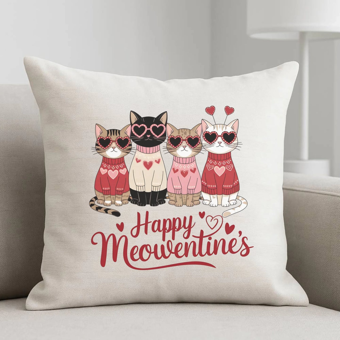 Poduszka na Walentynki dla kociary - Happy Meowentine's W25 - StoryCups.pl