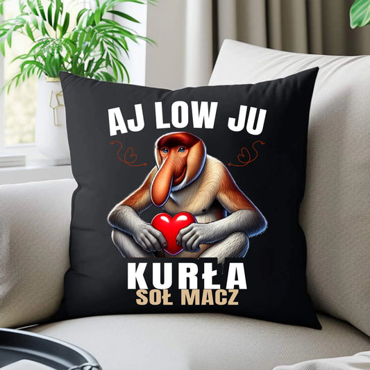 Poduszka dekoracyjna dla par - Janusz nosacz - Aj low ju kurła W26 - StoryCups.pl