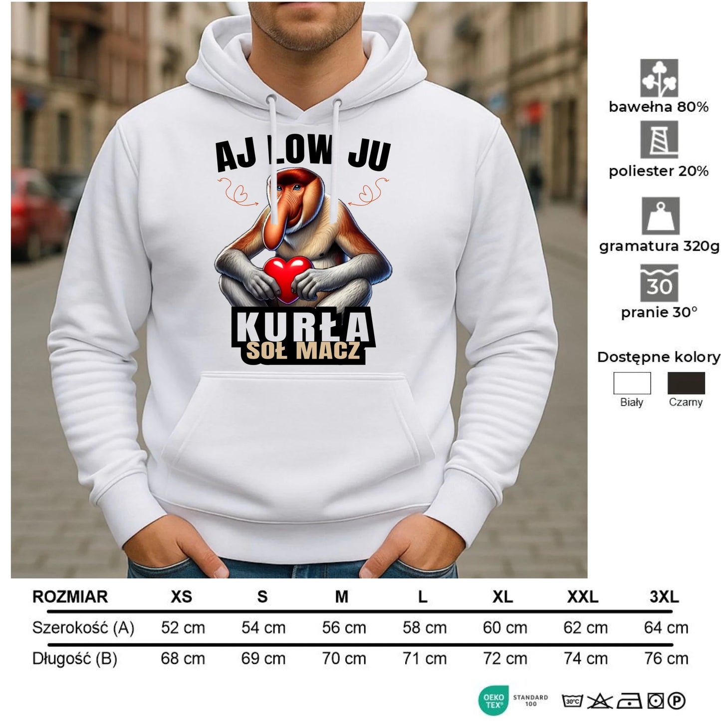 Bluza męska z kapturem dla par - Janusz nosacz - Aj low ju kurła W26 - StoryCups.pl