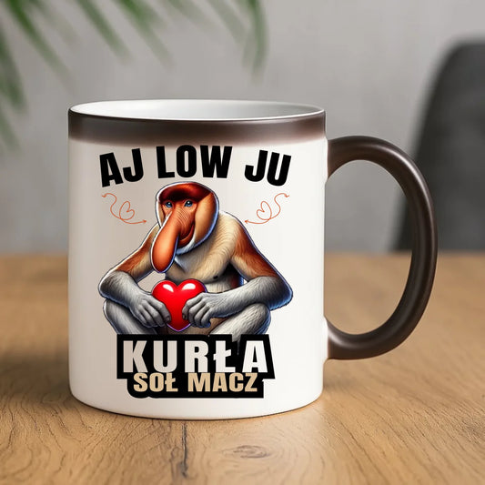 Kubek magiczny dla par - Janusz nosacz - Aj low ju kurła W26 - StoryCups.pl