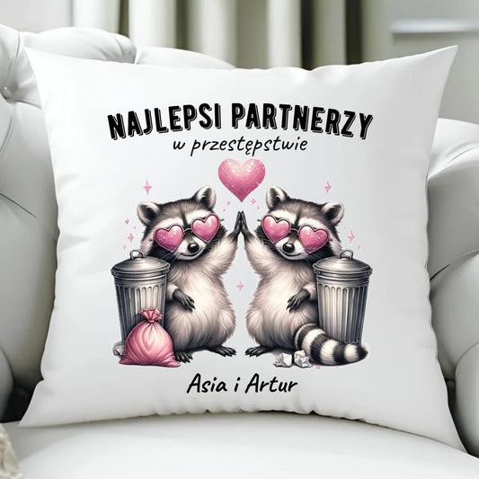 Poduszka dla par - Najlepsi partnerzy w przestępstwie - personalizowana W27 - StoryCups.pl