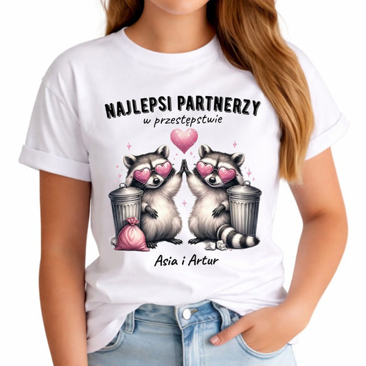 Koszulka damska dla par - Najlepsi partnerzy w przestępstwie - personalizowana W27 - StoryCups.pl