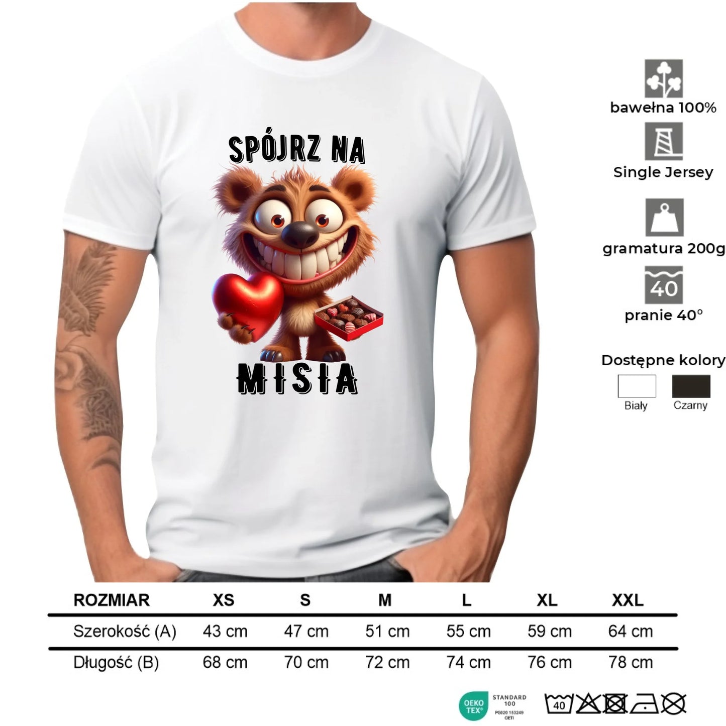 Koszulka męska na Walentynki - Spójrz na Misia W31 - StoryCups.pl