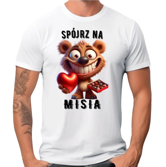 Koszulka męska na Walentynki - Spójrz na Misia W31 - StoryCups.pl