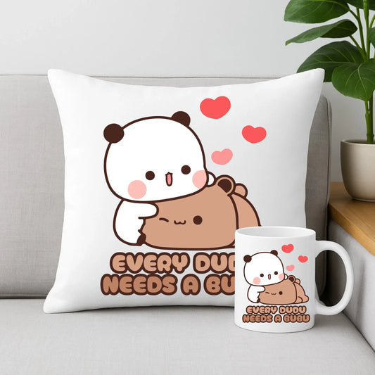 Zestaw poduszka i kubek dla par - Every Dudu needs a Bubu W32 - StoryCups.pl