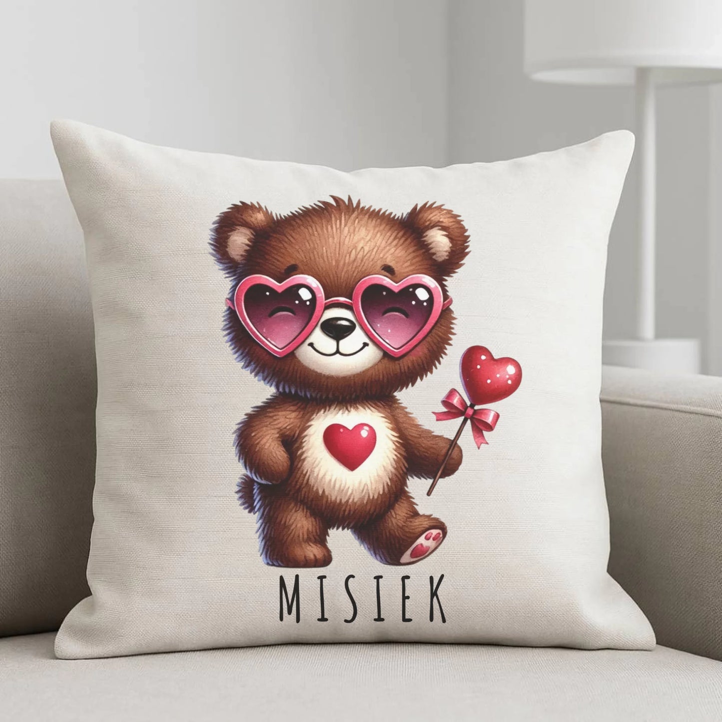 Poduszka na Walentynki - Misiek z sercem W34 - StoryCups.pl