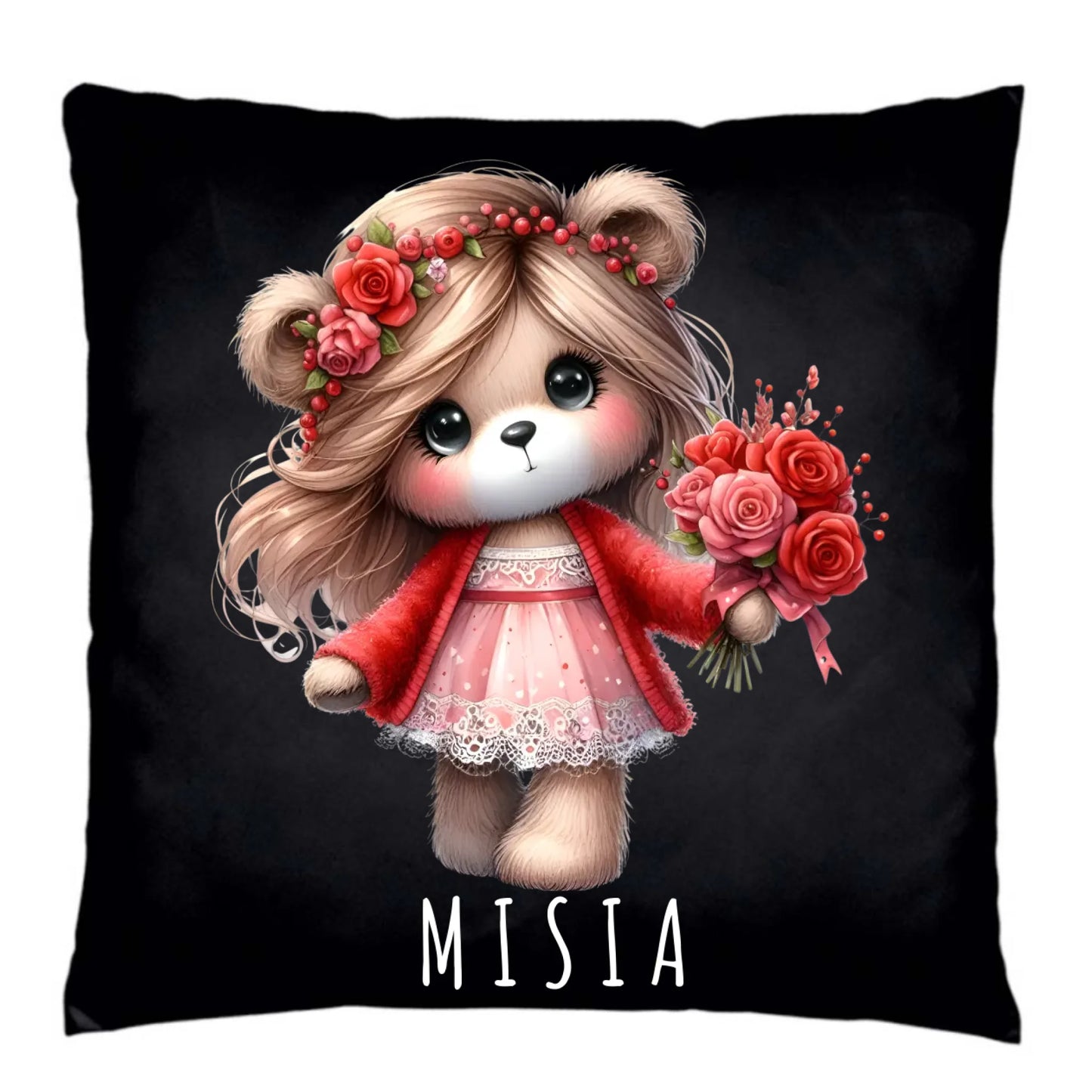 Poduszka dekoracyjna dla dziewczyny - Misia W35 - StoryCups.pl