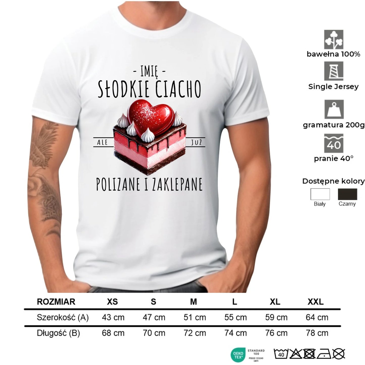 Koszulka męska - Słodkie ciacho polizane i zaklepane - personalizowana W36 - StoryCups.pl