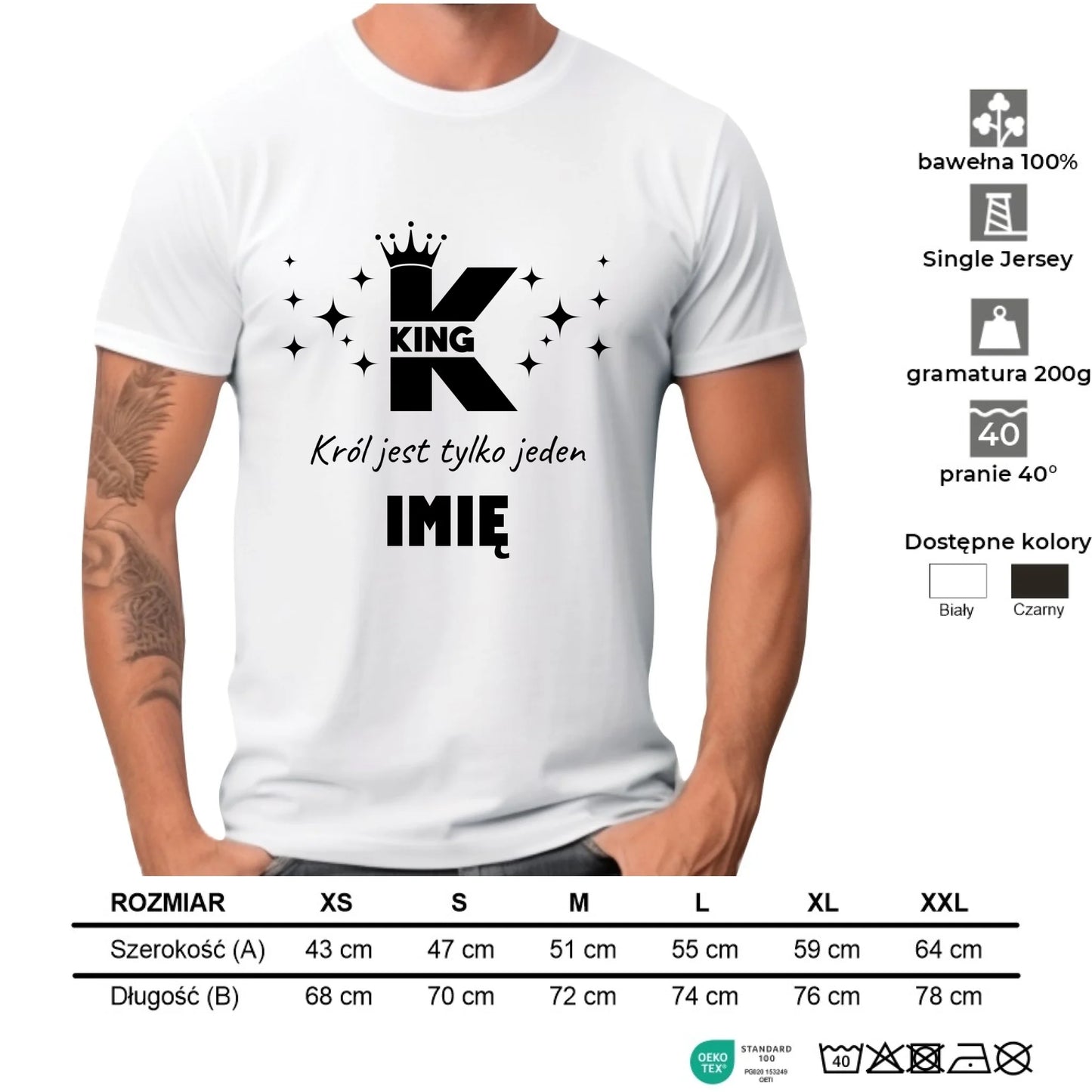 Koszulka męska dla niego - King Król jest tylko jeden - personalizowana W40 - StoryCups.pl