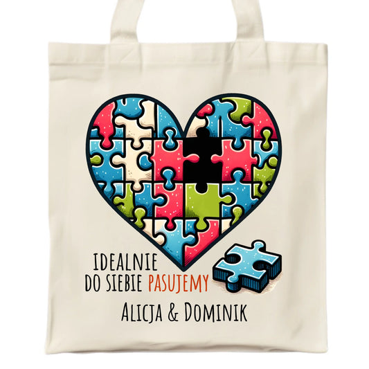Torba dla par - Idealnie do siebie pasujemy - personalizowana W44 - StoryCups.pl