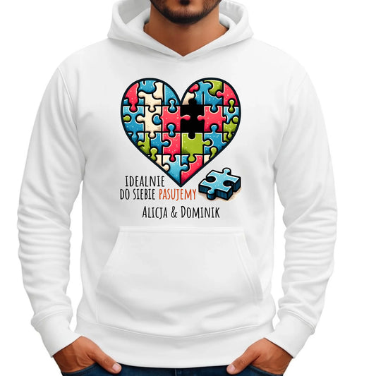 Bluza męska z kapturem - Idealnie do siebie pasujemy - personalizowana W44 - StoryCups.pl