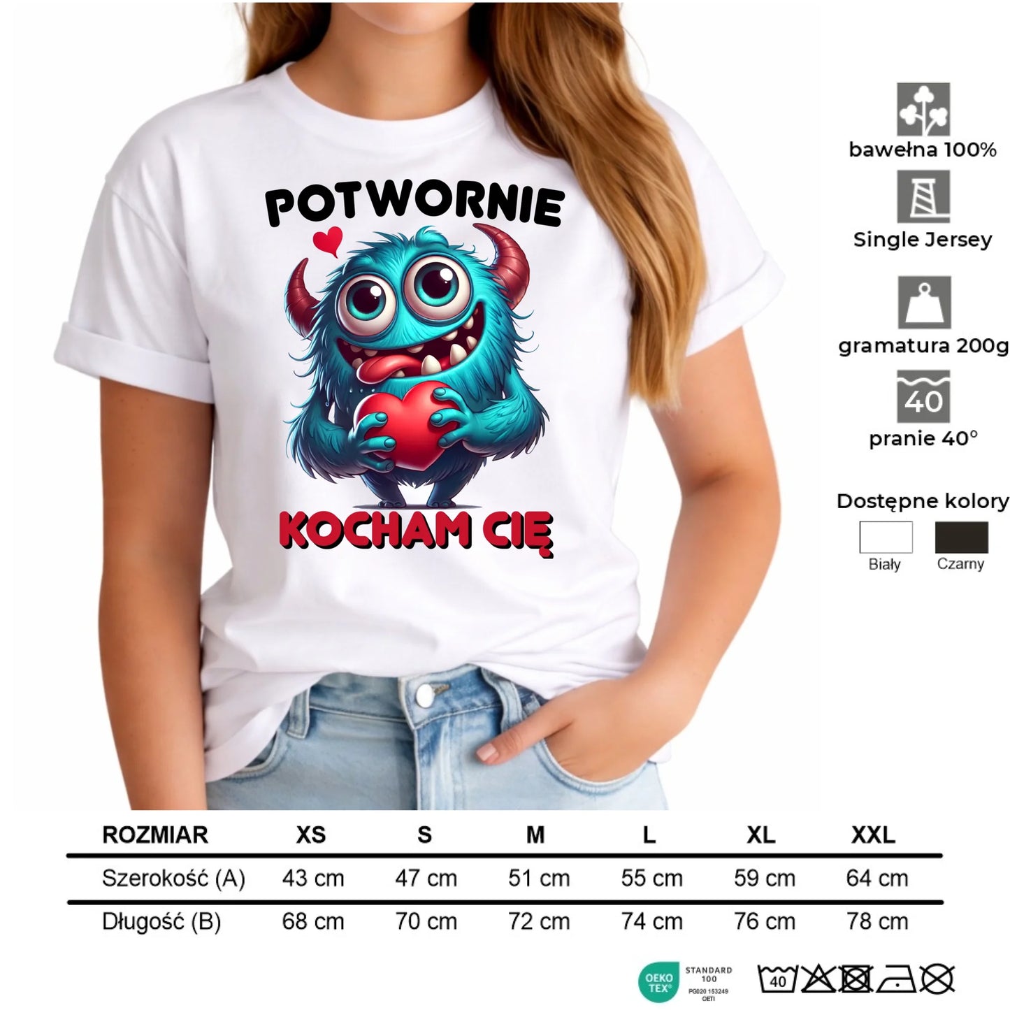 Koszulka damska - Potwornie Kocham Cię W45 - StoryCups.pl