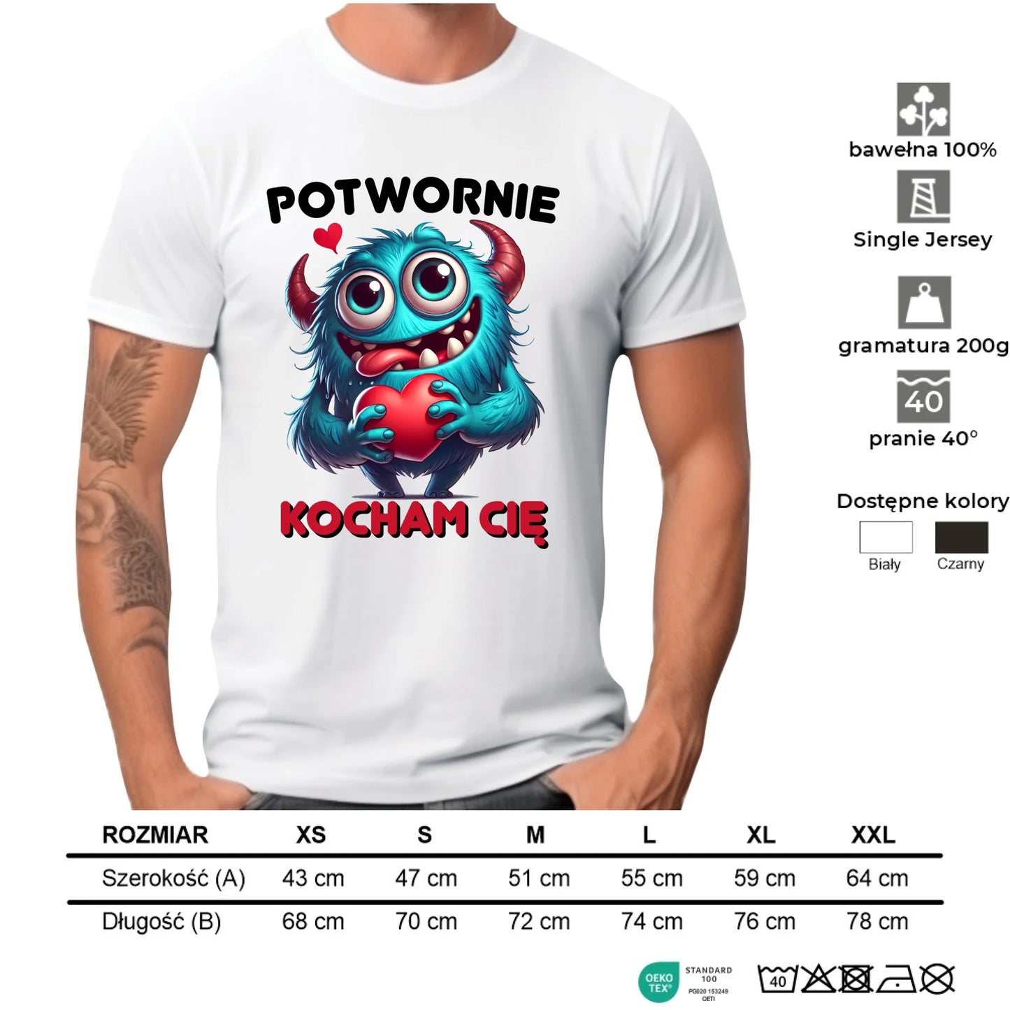 Koszulka męska - Potwornie Kocham Cię W45 - StoryCups.pl