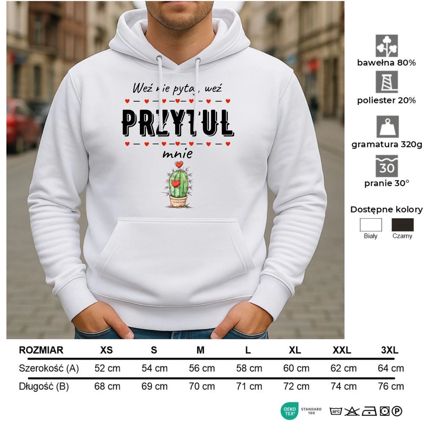 Bluza męska z kapturem - Weź nie pytaj, weź przytul mnie W49 - StoryCups.pl