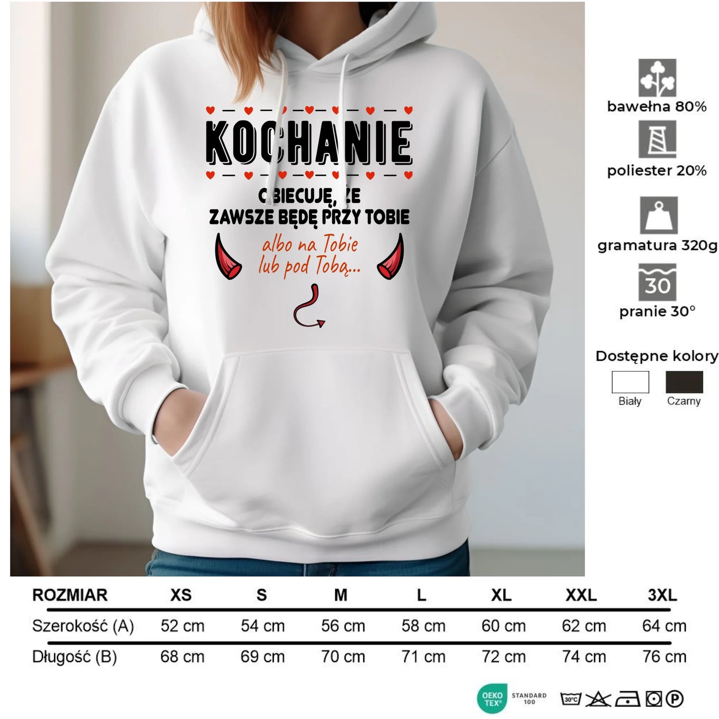 Bluza damska z kapturem - Obiecuję, że zawsze będę przy Tobie W50 - StoryCups.pl