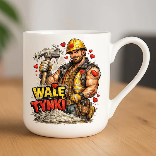Kubek elegant na Walentynki - Budowlaniec Walę tynki W64 - StoryCups.pl