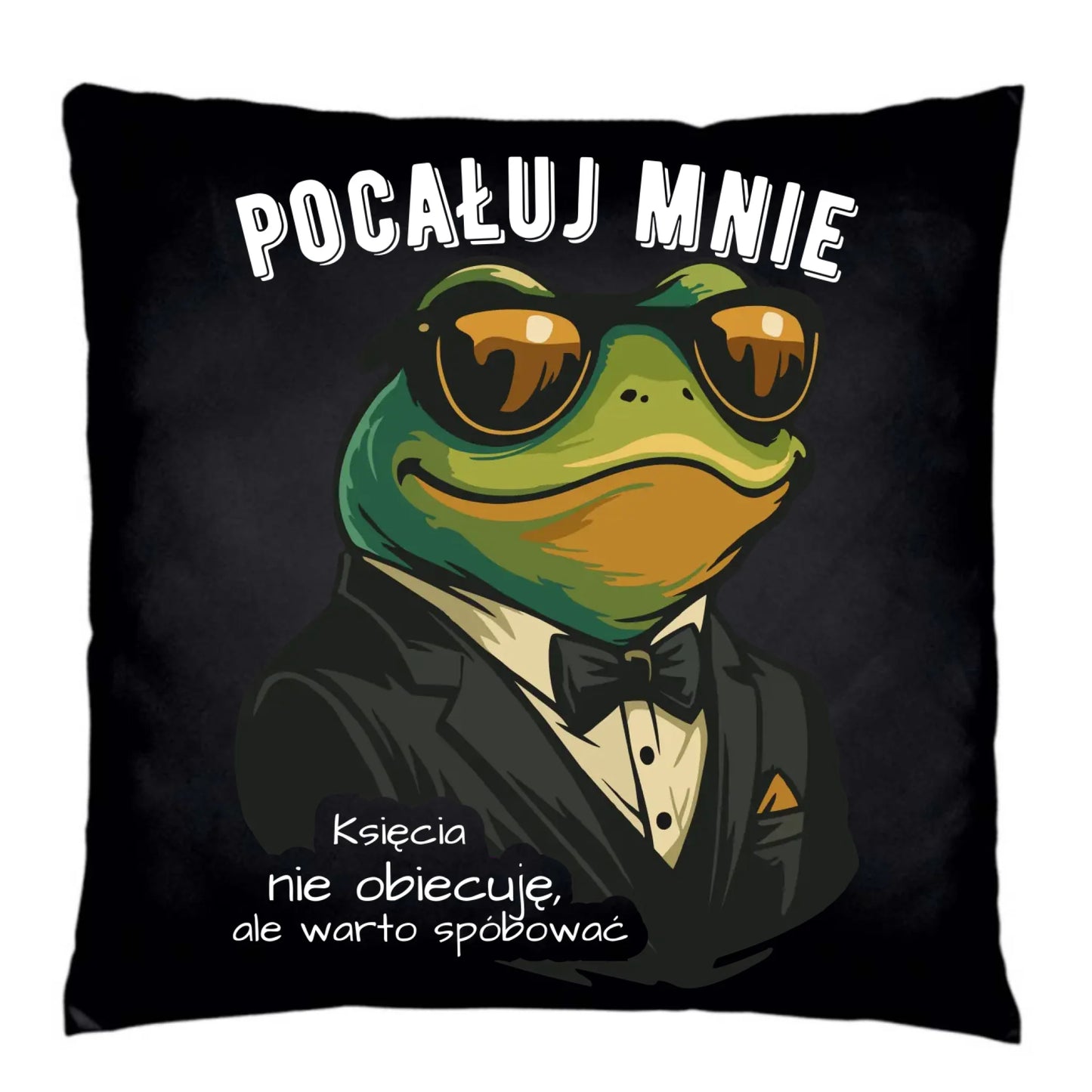 Poduszka dekoracyjna - Żaba w garniturze pocałuj mnie W55 - StoryCups.pl