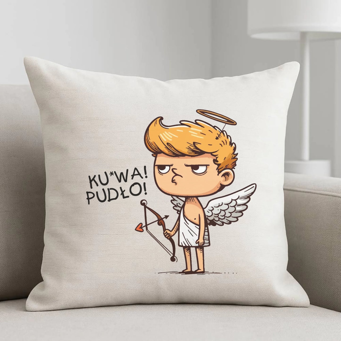 Poduszka - Aniołek z łukiem ku*wa pudło - bez cenzury W56 - StoryCups.pl