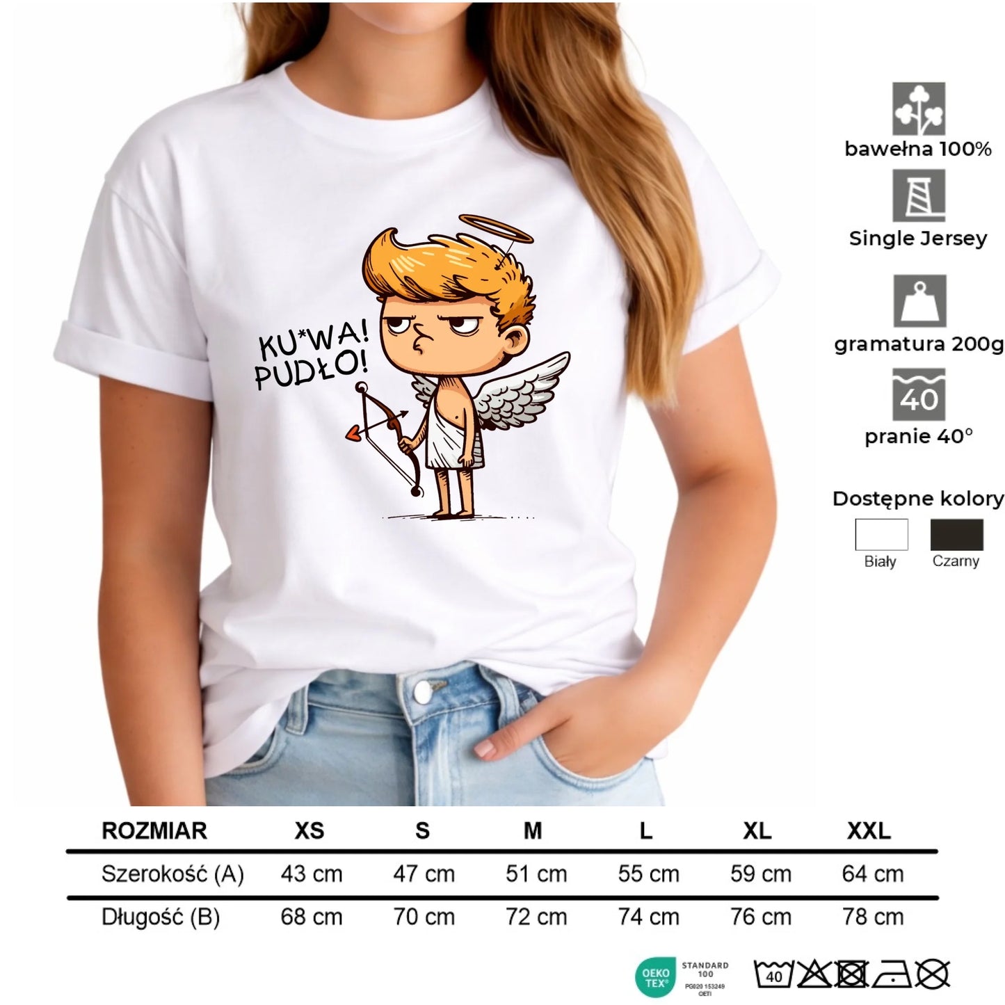 Koszulka damska - Aniołek z łukiem ku*wa pudło - bez cenzury W56 - StoryCups.pl