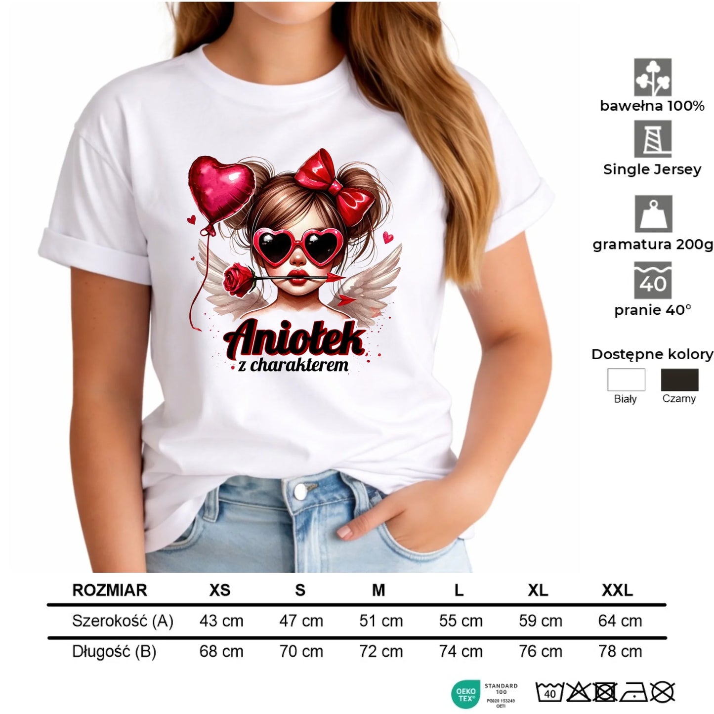 Koszulka damska - Aniołek z charakterem W58 - StoryCups.pl