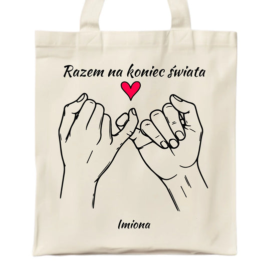 Torba dla par - Razem na koniec świata - personalizowana W60 - StoryCups.pl