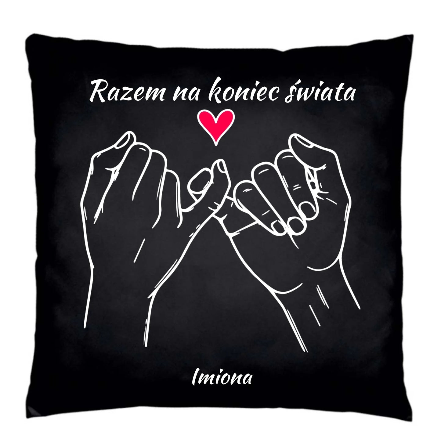 Poduszka dekoracyjna dla par - Razem na koniec świata - personalizowana W60 - StoryCups.pl